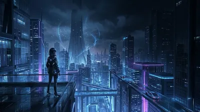 Abstract illustration of a glowing violet anomaly in the night sky above a generic modern city skyline silhouette